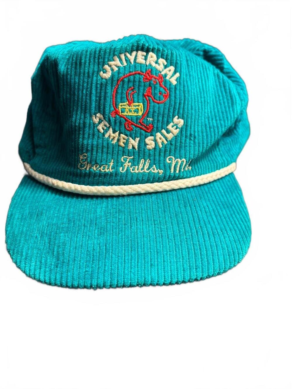 Vintage Universal Semen Sales Corduroy Baseball Cap Hat inTe